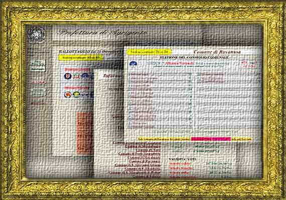 During the local elections of 1996, in some municipalities of Sicily, we have provided a set of Internet applications and services for collecting, processing and projection of election data, in collaboration with the Prefecture of Agrigento. This service, updated in real time during the counting, was the only service in Italy to offer updated data immediately, and graphically pleasing, with a rich and detailed set of information about each candidate (thousands, including mayors and councilors candidates). The Italian Ministry of Interior praised the Prefecture of Agrigento for great spin and functionality of the service, from which drew its data. Even today, in 2015, we have not seen anything like it, in terms of organization and immediacy in the availability of data.